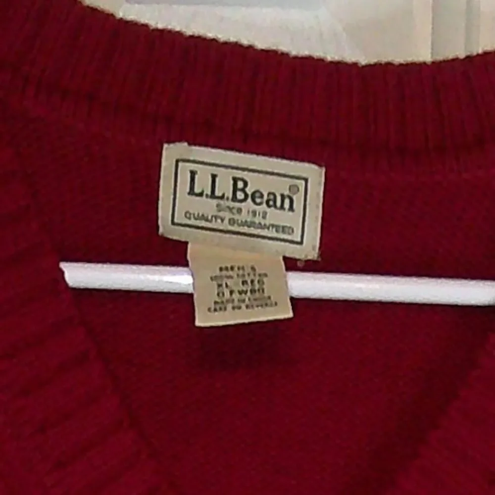 Vintage LL Bean Men's Classic V-Neck Sweater Vest Red Knit‎ Casual Business XL